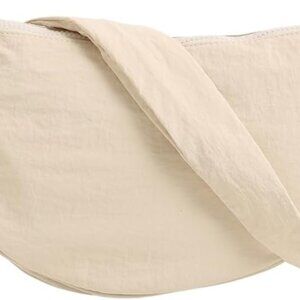 Elegant Crescent Beige Sling Bag with Adjustable Strap - Perfect for Outings
